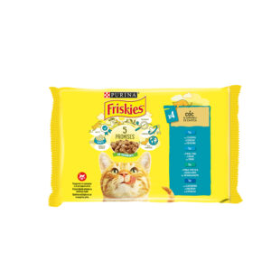 Friskies Adult пауч за котки Мултиопаковка Риба треска и Риба Сайда Хапки в сос